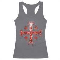 Crusader Jerusalem Cross Catholic Racerback Tank Top Gothic Christian Dark Faith Grunge Blood Splatter