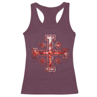 Crusader Jerusalem Cross Catholic Racerback Tank Top Gothic Christian Dark Faith Grunge Blood Splatter