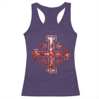 Crusader Jerusalem Cross Catholic Racerback Tank Top Gothic Christian Dark Faith Grunge Blood Splatter