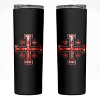 Crusader Jerusalem Cross Catholic Skinny Tumbler Gothic Christian Dark Faith Grunge Blood Splatter