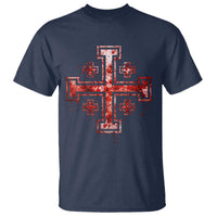 Crusader Jerusalem Cross Catholic T Shirt Gothic Christian Dark Faith Grunge Blood Splatter