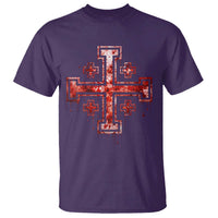 Crusader Jerusalem Cross Catholic T Shirt Gothic Christian Dark Faith Grunge Blood Splatter