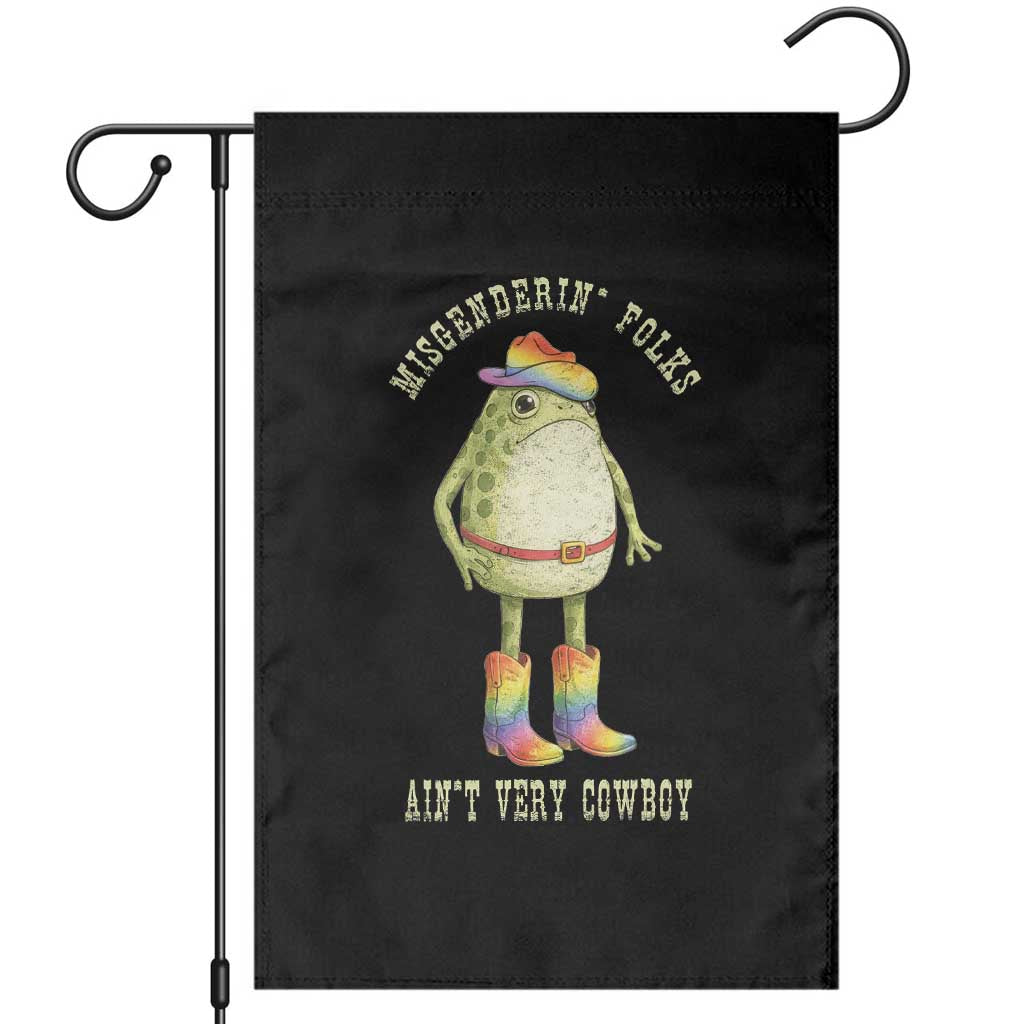 Funny Frog LGBTQ Garden Flag Misgenderin Folks Aint Very Cowboy Pride Rainbow