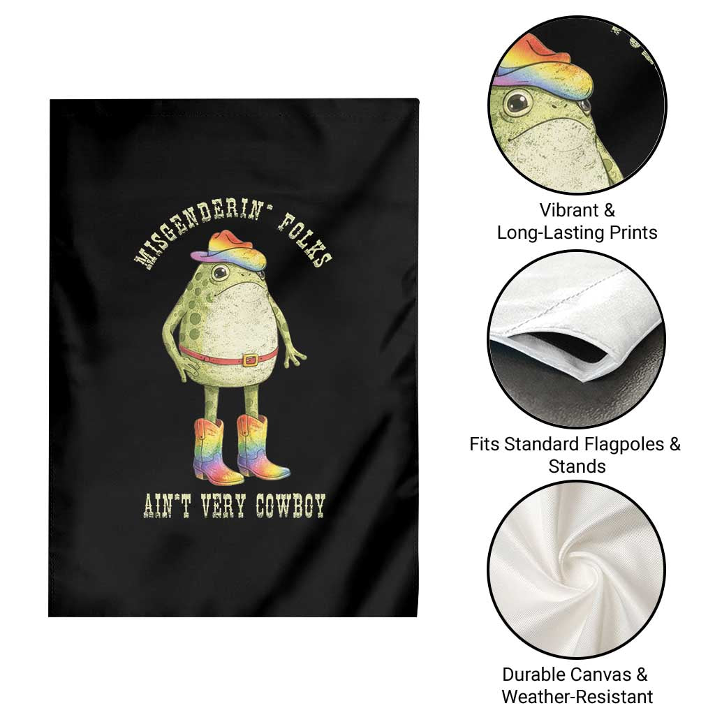 Funny Frog LGBTQ Garden Flag Misgenderin Folks Aint Very Cowboy Pride Rainbow