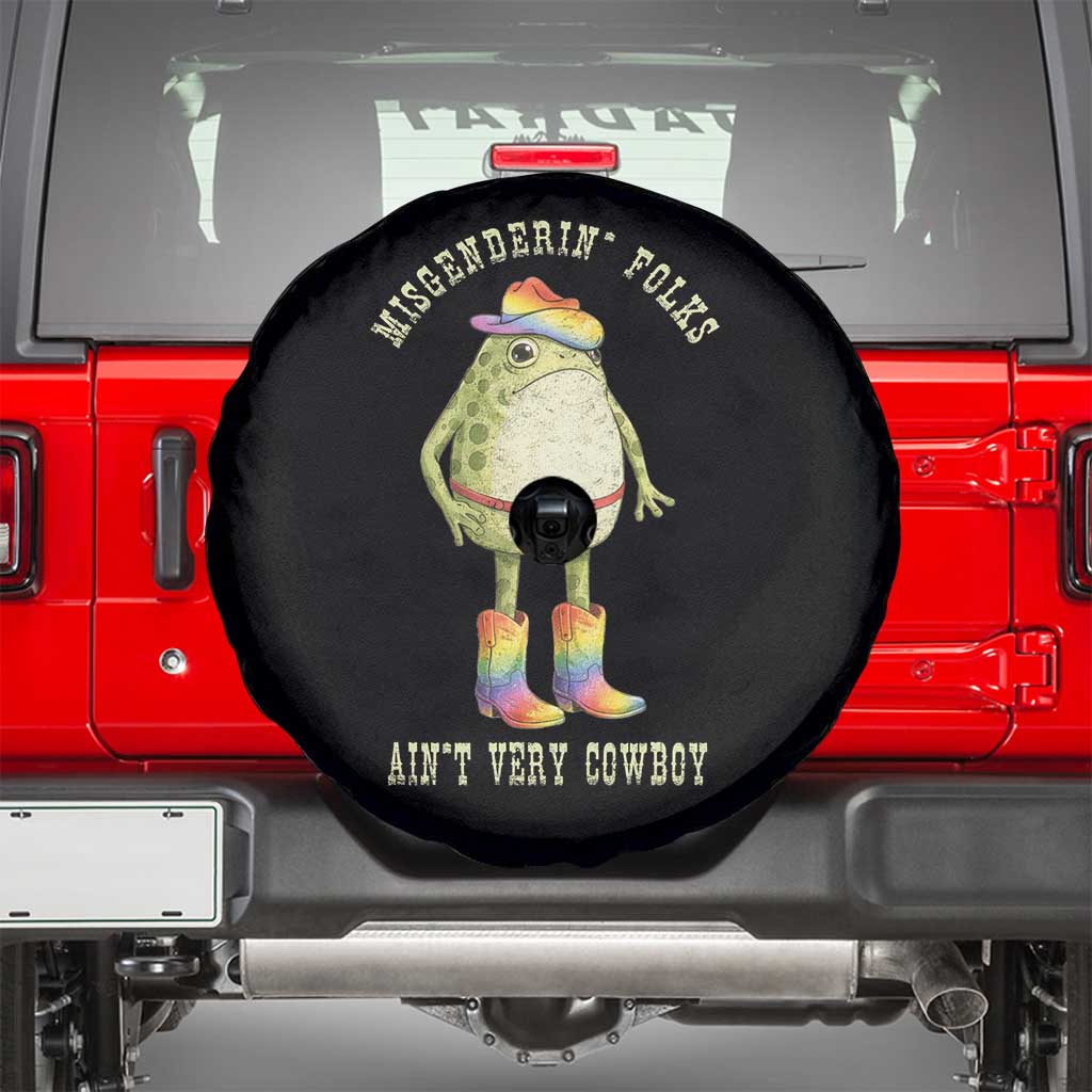 Funny Frog LGBTQ Spare Tire Cover Misgenderin Folks Aint Very Cowboy Pride Rainbow