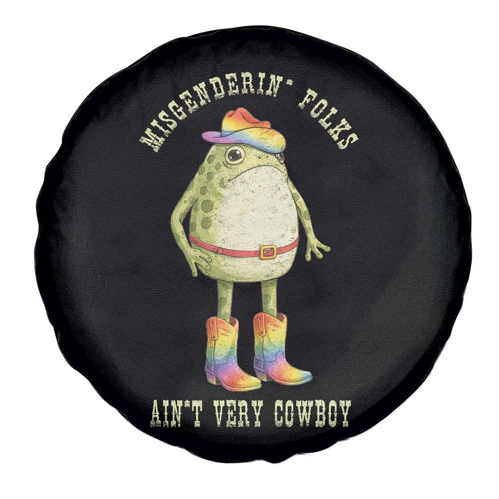 Funny Frog LGBTQ Spare Tire Cover Misgenderin Folks Aint Very Cowboy Pride Rainbow