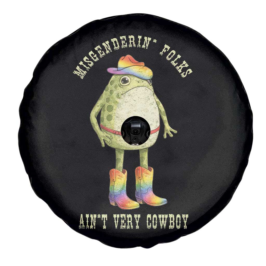 Funny Frog LGBTQ Spare Tire Cover Misgenderin Folks Aint Very Cowboy Pride Rainbow