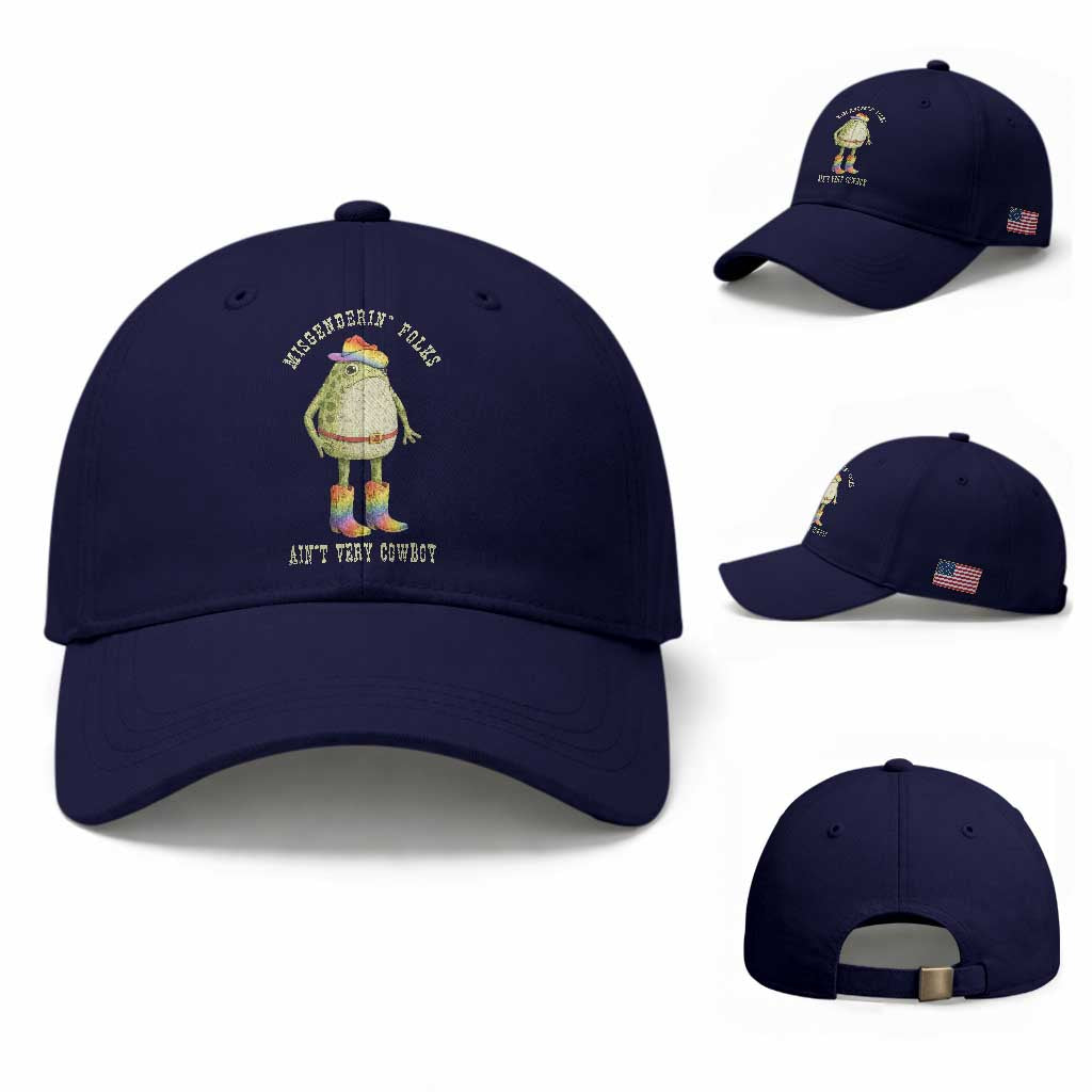 Funny Frog LGBTQ Baseball Cap Misgenderin Folks Aint Very Cowboy Pride Rainbow