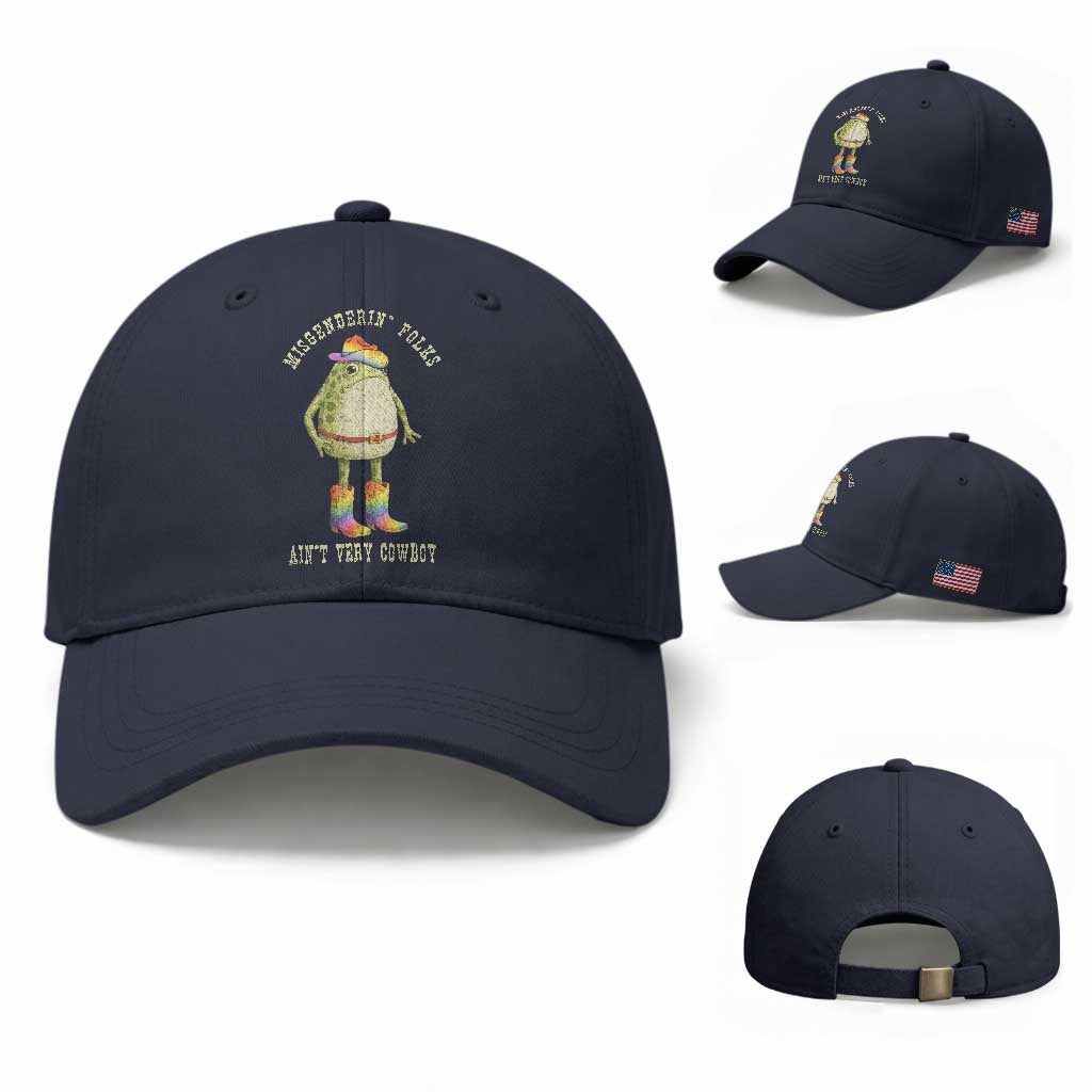 Funny Frog LGBTQ Baseball Cap Misgenderin Folks Aint Very Cowboy Pride Rainbow