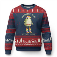 Funny Frog LGBTQ Ugly Christmas Sweater Misgenderin Folks Aint Very Cowboy Pride Rainbow