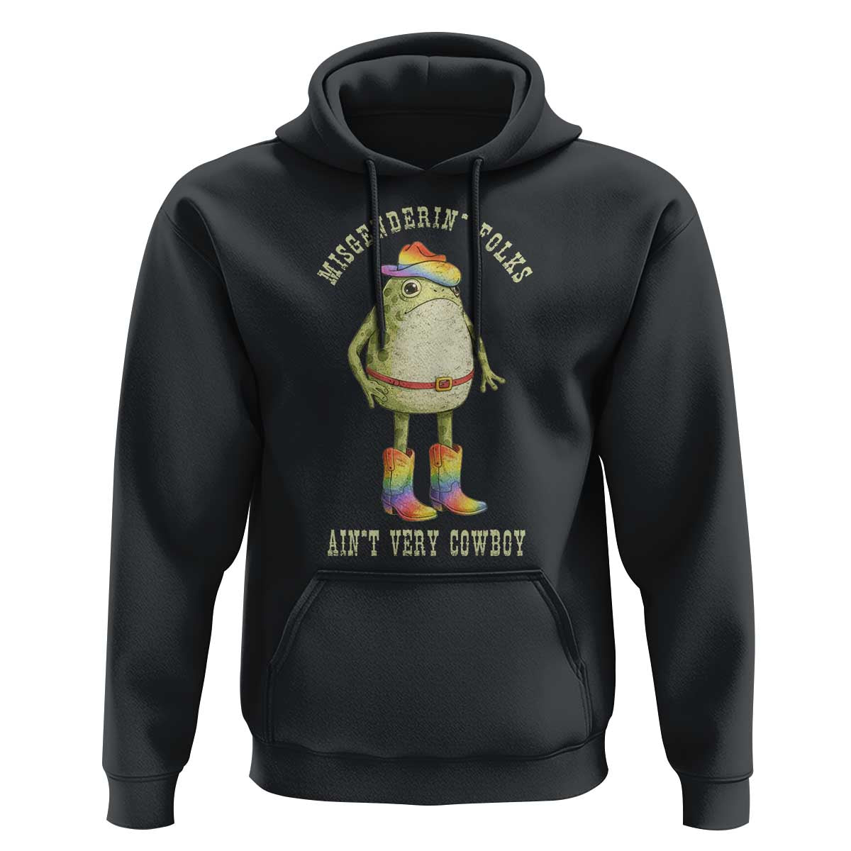Funny Frog LGBTQ Hoodie Misgenderin Folks Aint Very Cowboy Pride Rainbow