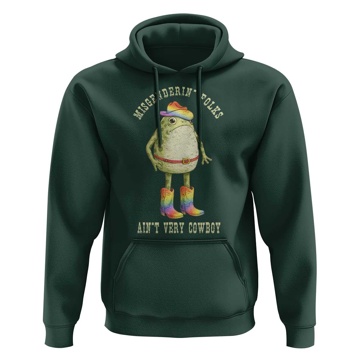 Funny Frog LGBTQ Hoodie Misgenderin Folks Aint Very Cowboy Pride Rainbow