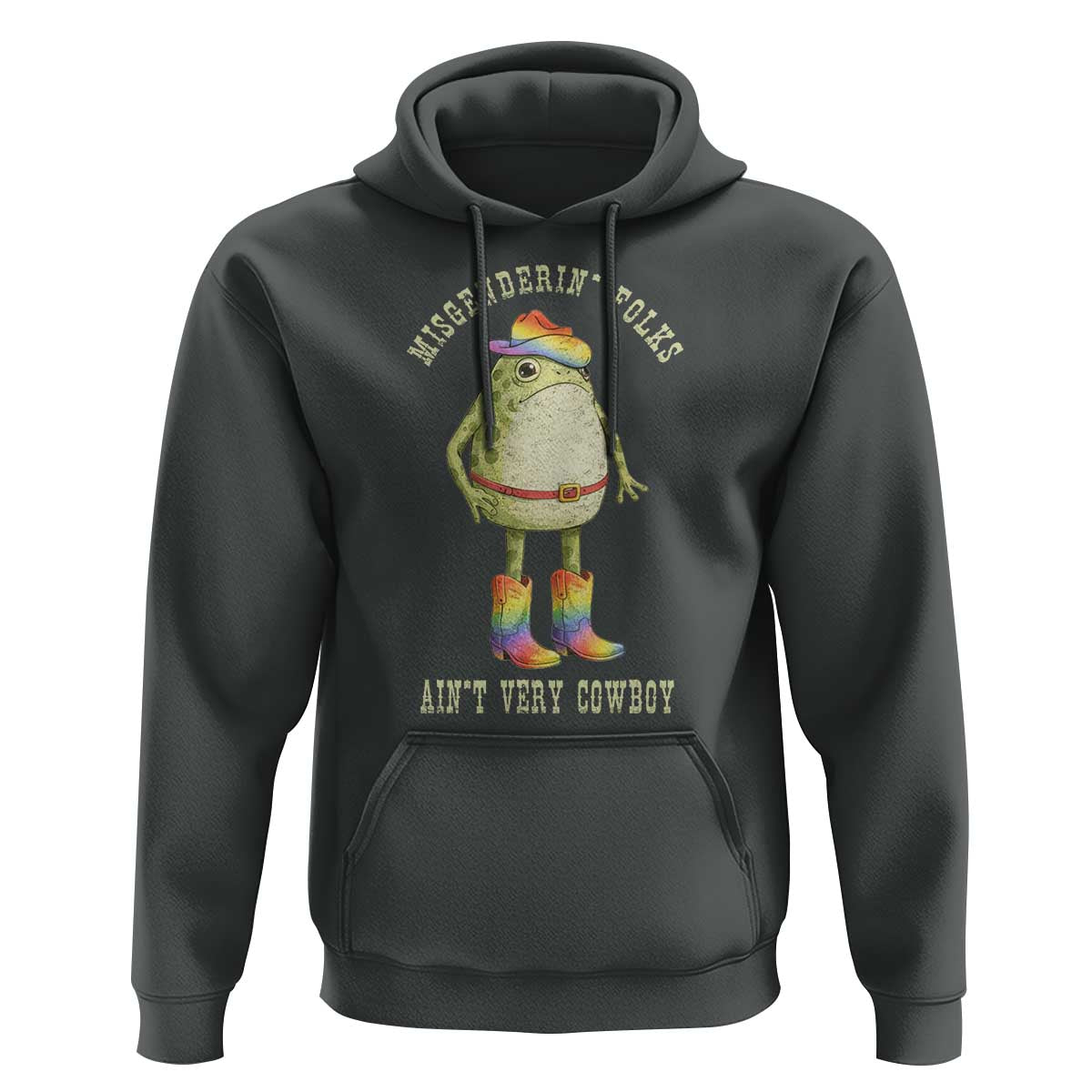 Funny Frog LGBTQ Hoodie Misgenderin Folks Aint Very Cowboy Pride Rainbow