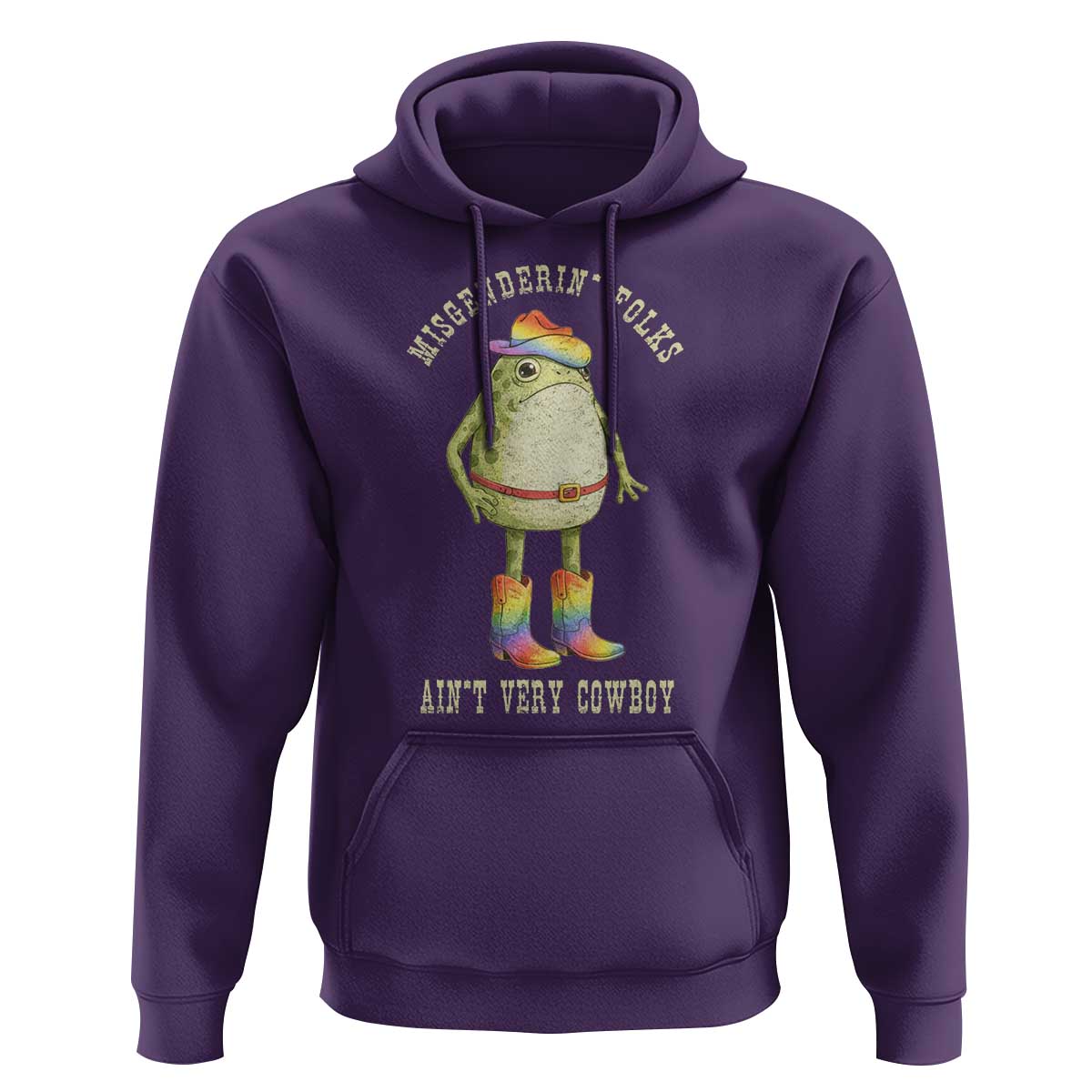 Funny Frog LGBTQ Hoodie Misgenderin Folks Aint Very Cowboy Pride Rainbow