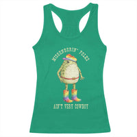 Funny Frog LGBTQ Racerback Tank Top Misgenderin Folks Aint Very Cowboy Pride Rainbow