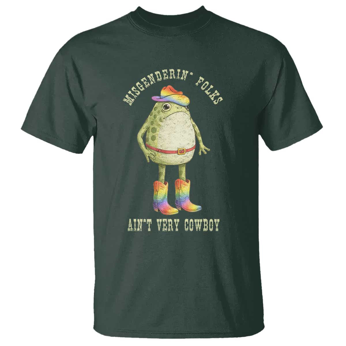 Funny Frog LGBTQ T Shirt Misgenderin Folks Aint Very Cowboy Pride Rainbow