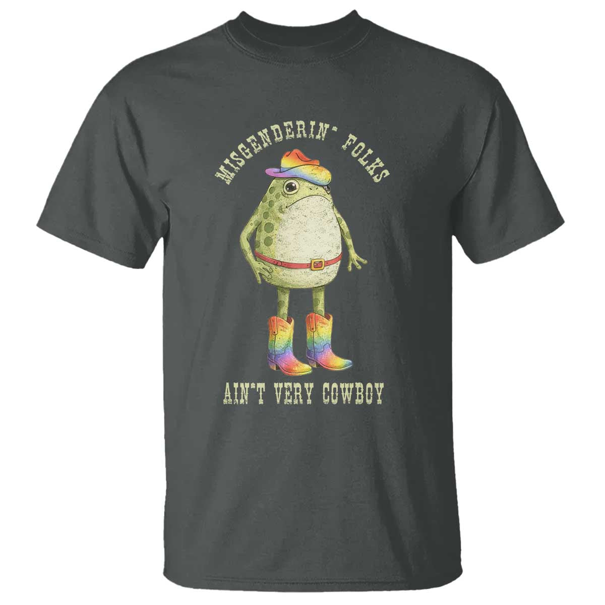Funny Frog LGBTQ T Shirt Misgenderin Folks Aint Very Cowboy Pride Rainbow