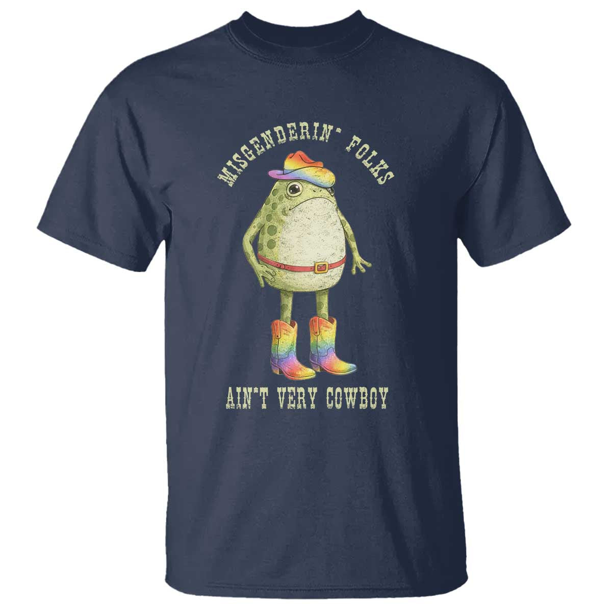 Funny Frog LGBTQ T Shirt Misgenderin Folks Aint Very Cowboy Pride Rainbow