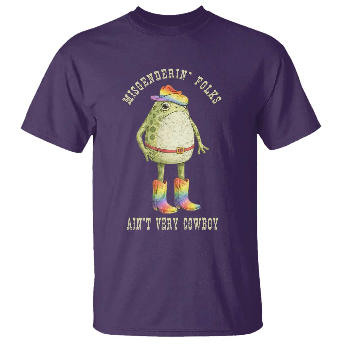Funny Frog LGBTQ T Shirt Misgenderin Folks Aint Very Cowboy Pride Rainbow