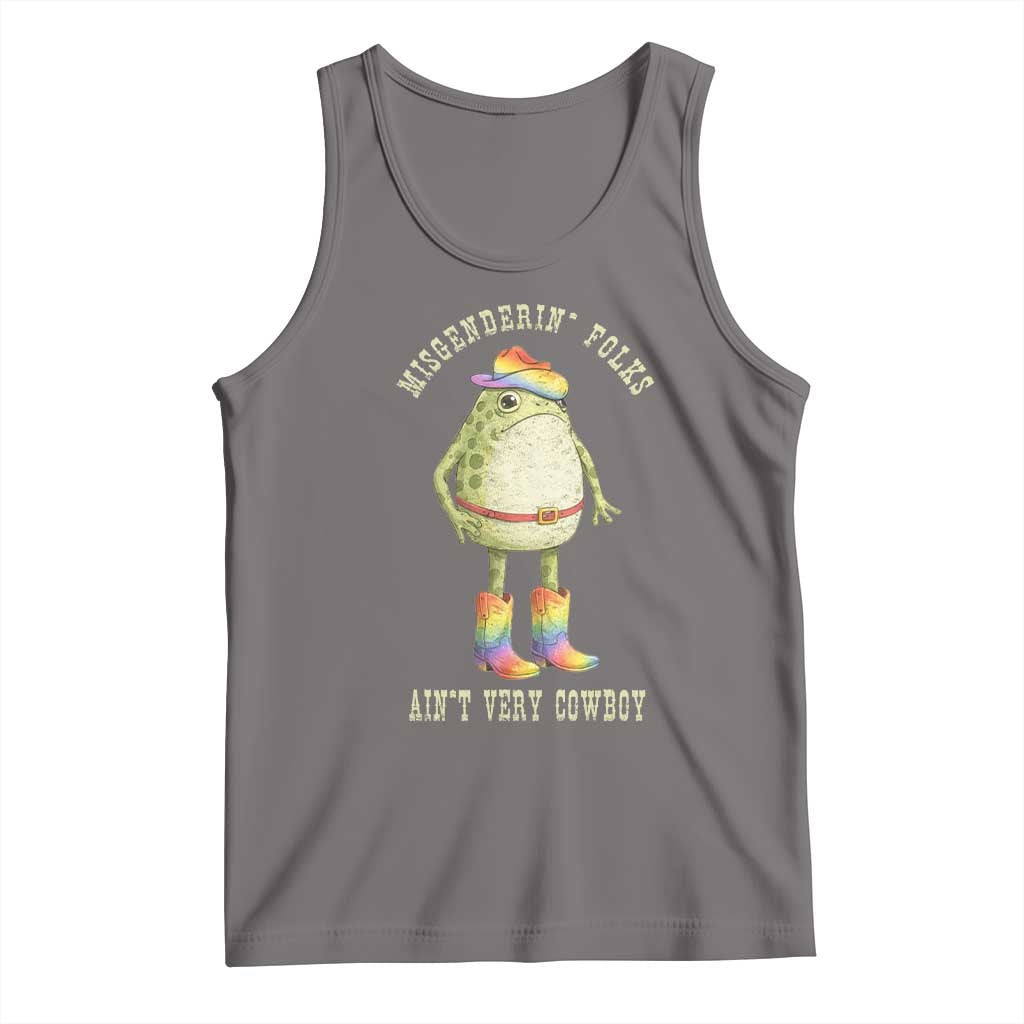 Funny Frog LGBTQ Tank Top Misgenderin Folks Aint Very Cowboy Pride Rainbow