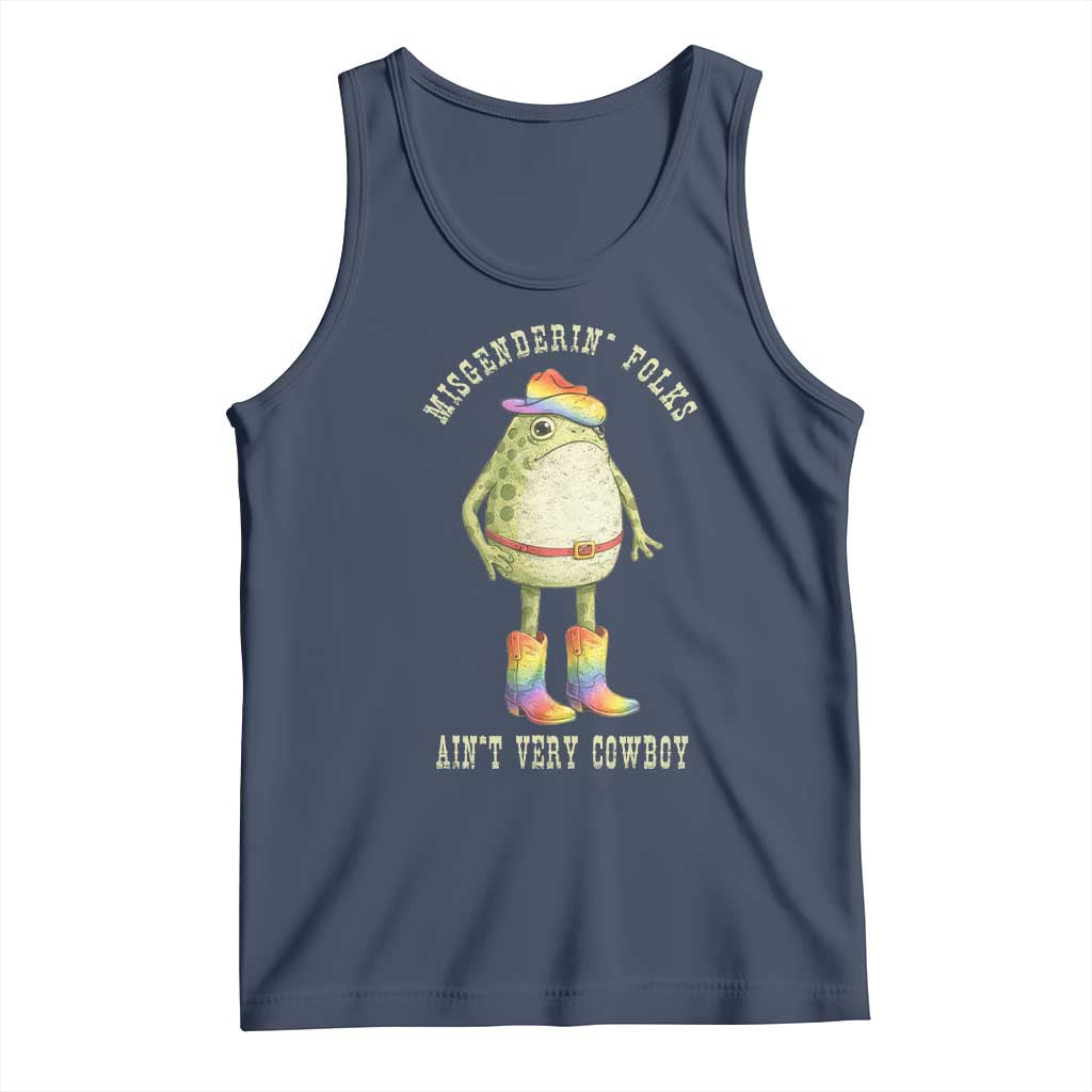 Funny Frog LGBTQ Tank Top Misgenderin Folks Aint Very Cowboy Pride Rainbow