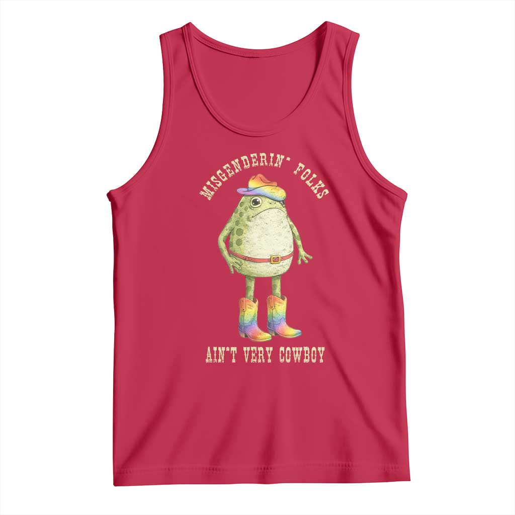 Funny Frog LGBTQ Tank Top Misgenderin Folks Aint Very Cowboy Pride Rainbow