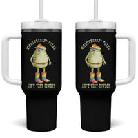 Funny Frog LGBTQ Tumbler With Handle Misgenderin Folks Aint Very Cowboy Pride Rainbow