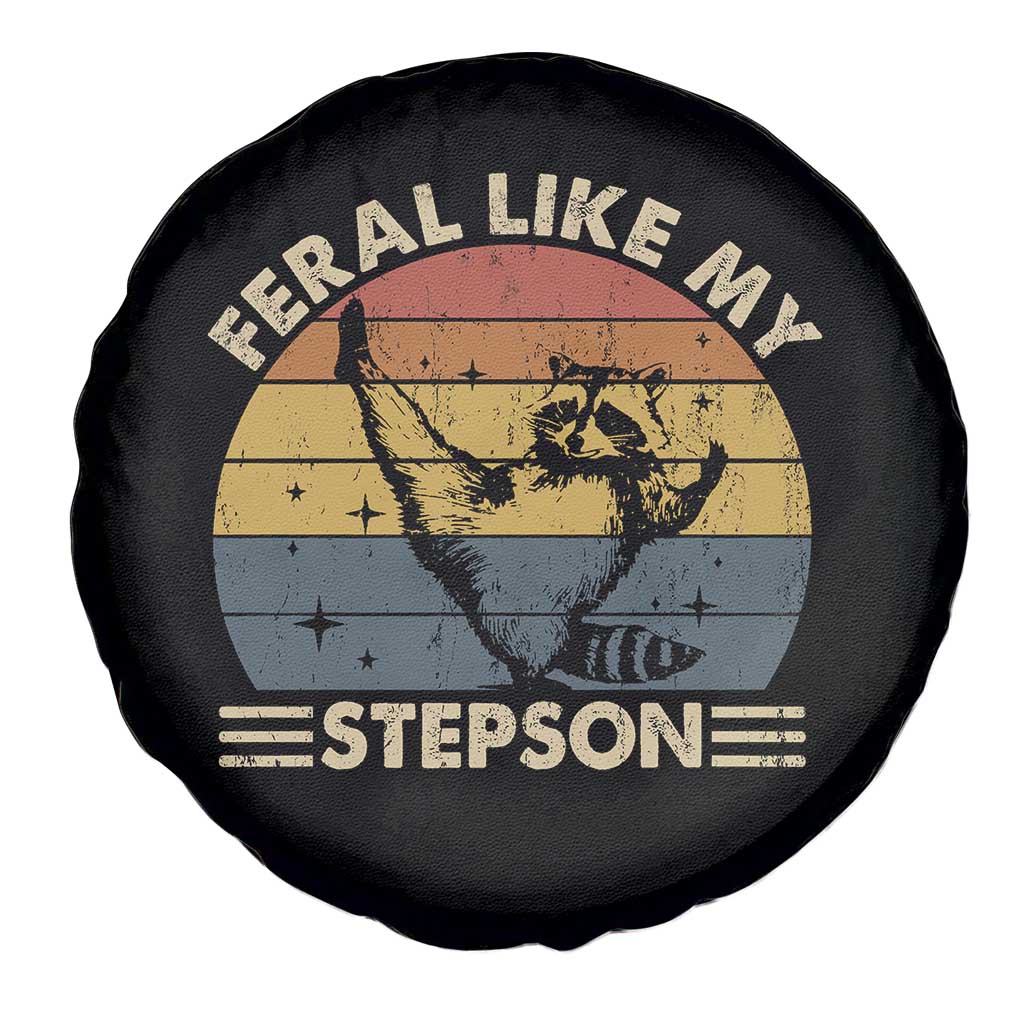 Bonus Dad Spare Tire Cover Retro Feral Raccoon Stepdad Gifts From Bonus Son Stepson