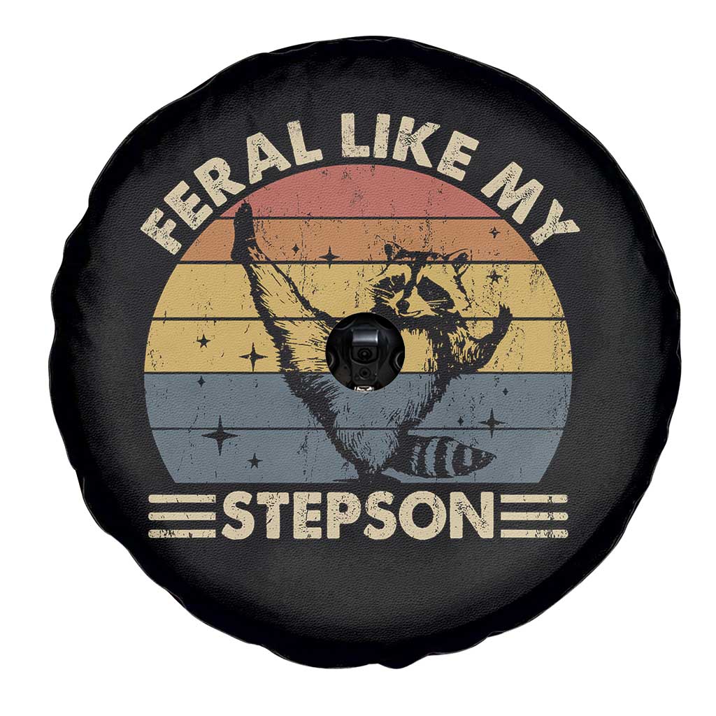 Bonus Dad Spare Tire Cover Retro Feral Raccoon Stepdad Gifts From Bonus Son Stepson
