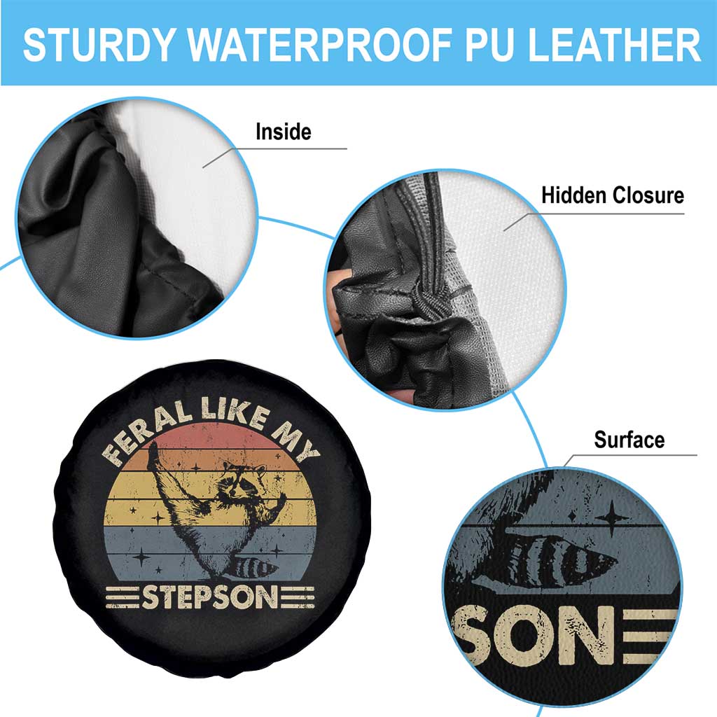 Bonus Dad Spare Tire Cover Retro Feral Raccoon Stepdad Gifts From Bonus Son Stepson