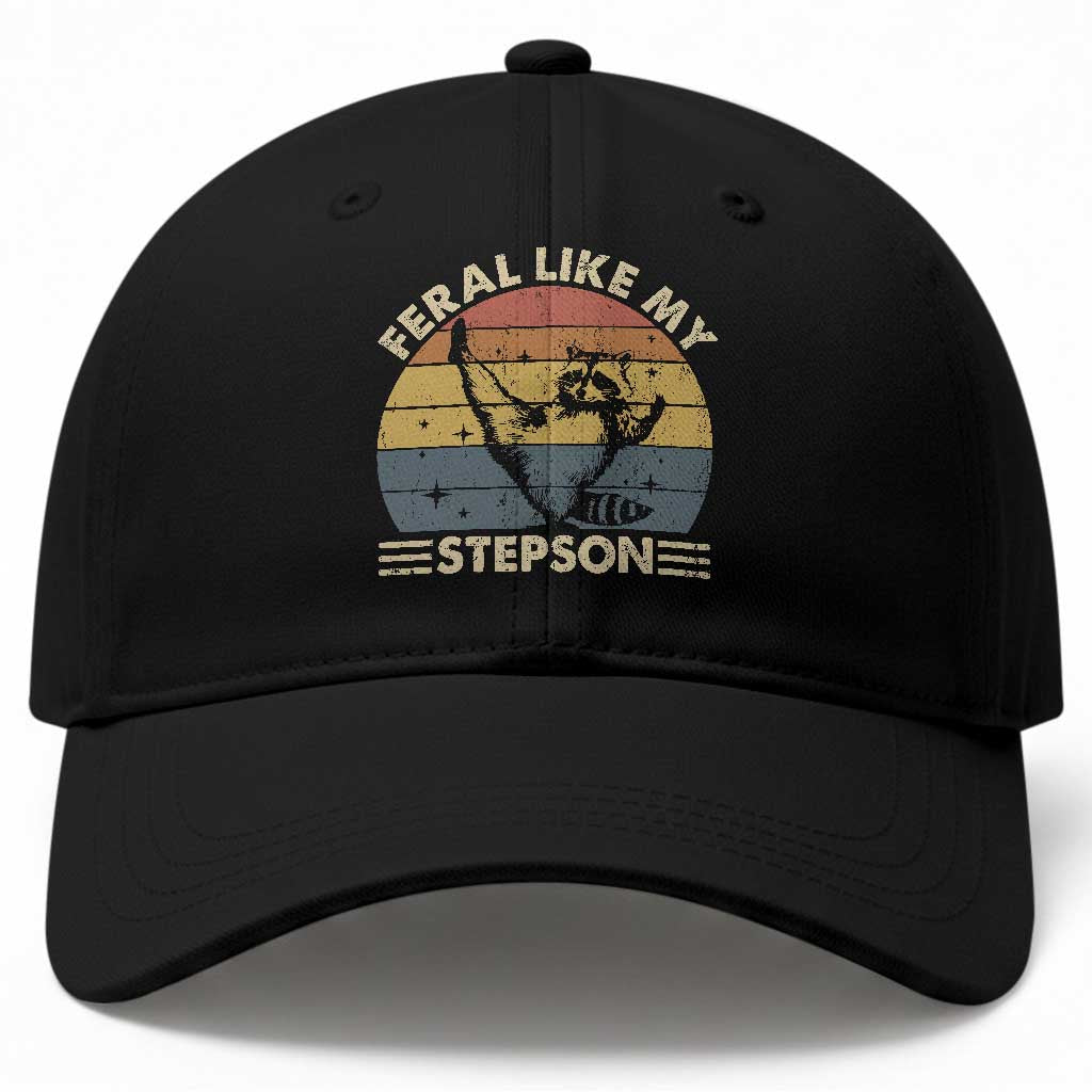 Bonus Dad Baseball Cap Retro Feral Raccoon Stepdad Gifts From Bonus Son Stepson