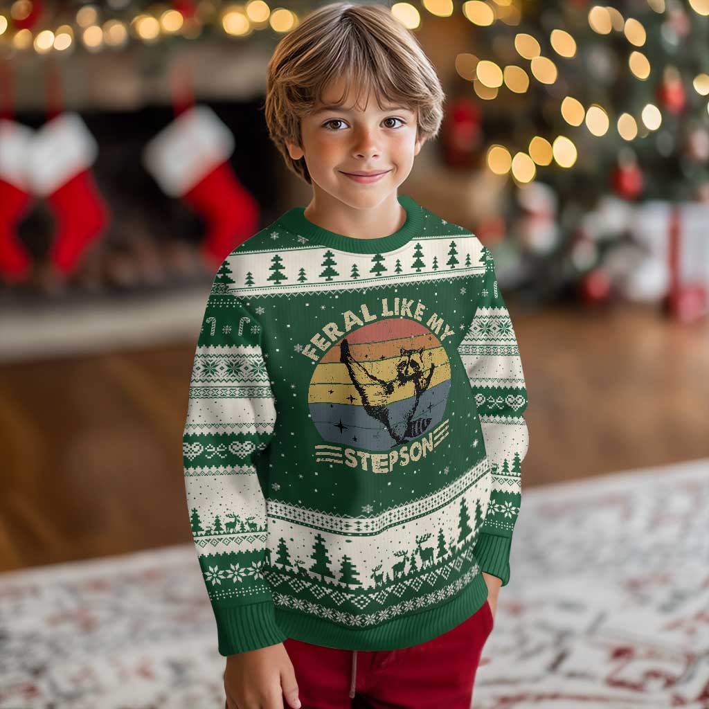 Bonus Dad Ugly Christmas Sweater Retro Feral Raccoon Stepdad Gifts From Bonus Son Stepson
