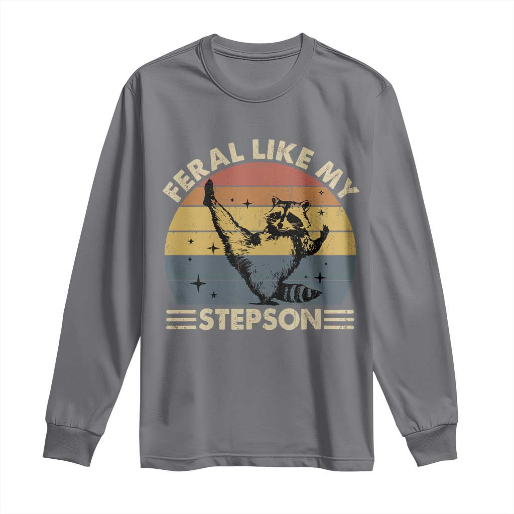 Bonus Dad Long Sleeve Shirt Retro Feral Raccoon Stepdad Gifts From Bonus Son Stepson