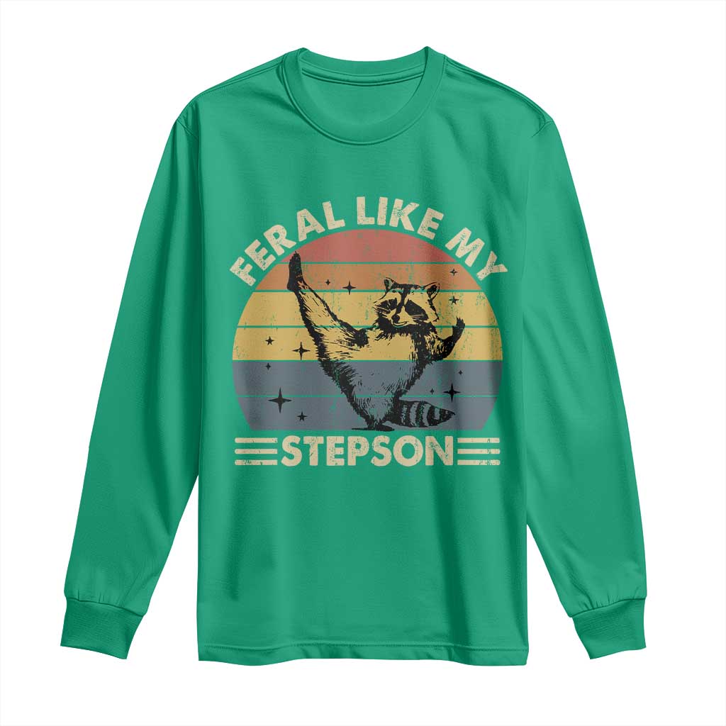 Bonus Dad Long Sleeve Shirt Retro Feral Raccoon Stepdad Gifts From Bonus Son Stepson