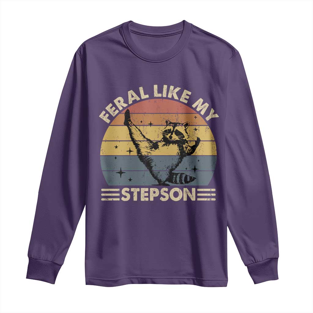 Bonus Dad Long Sleeve Shirt Retro Feral Raccoon Stepdad Gifts From Bonus Son Stepson
