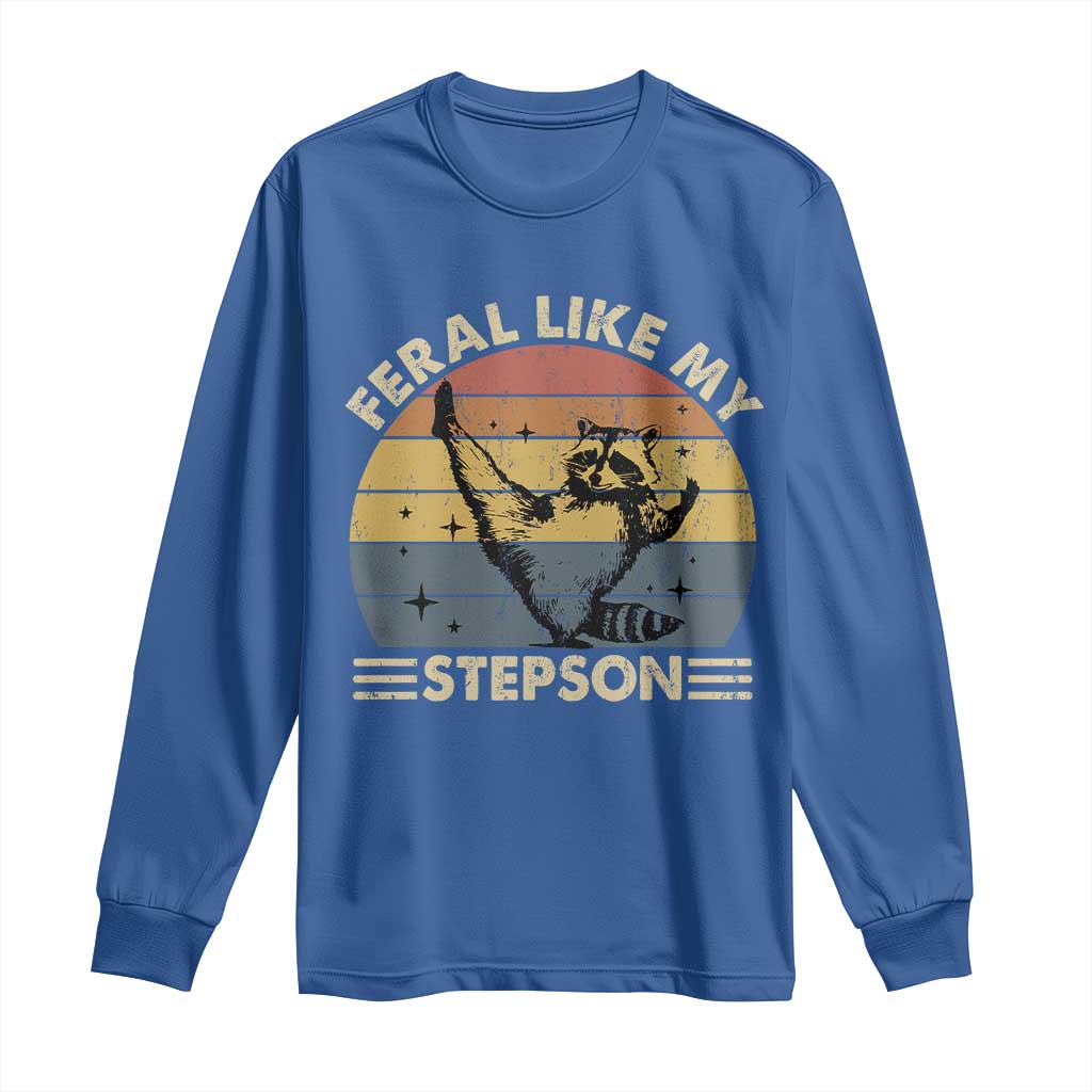 Bonus Dad Long Sleeve Shirt Retro Feral Raccoon Stepdad Gifts From Bonus Son Stepson