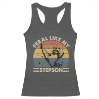 Bonus Dad Racerback Tank Top Retro Feral Raccoon Stepdad Gifts From Bonus Son Stepson