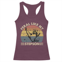 Bonus Dad Racerback Tank Top Retro Feral Raccoon Stepdad Gifts From Bonus Son Stepson