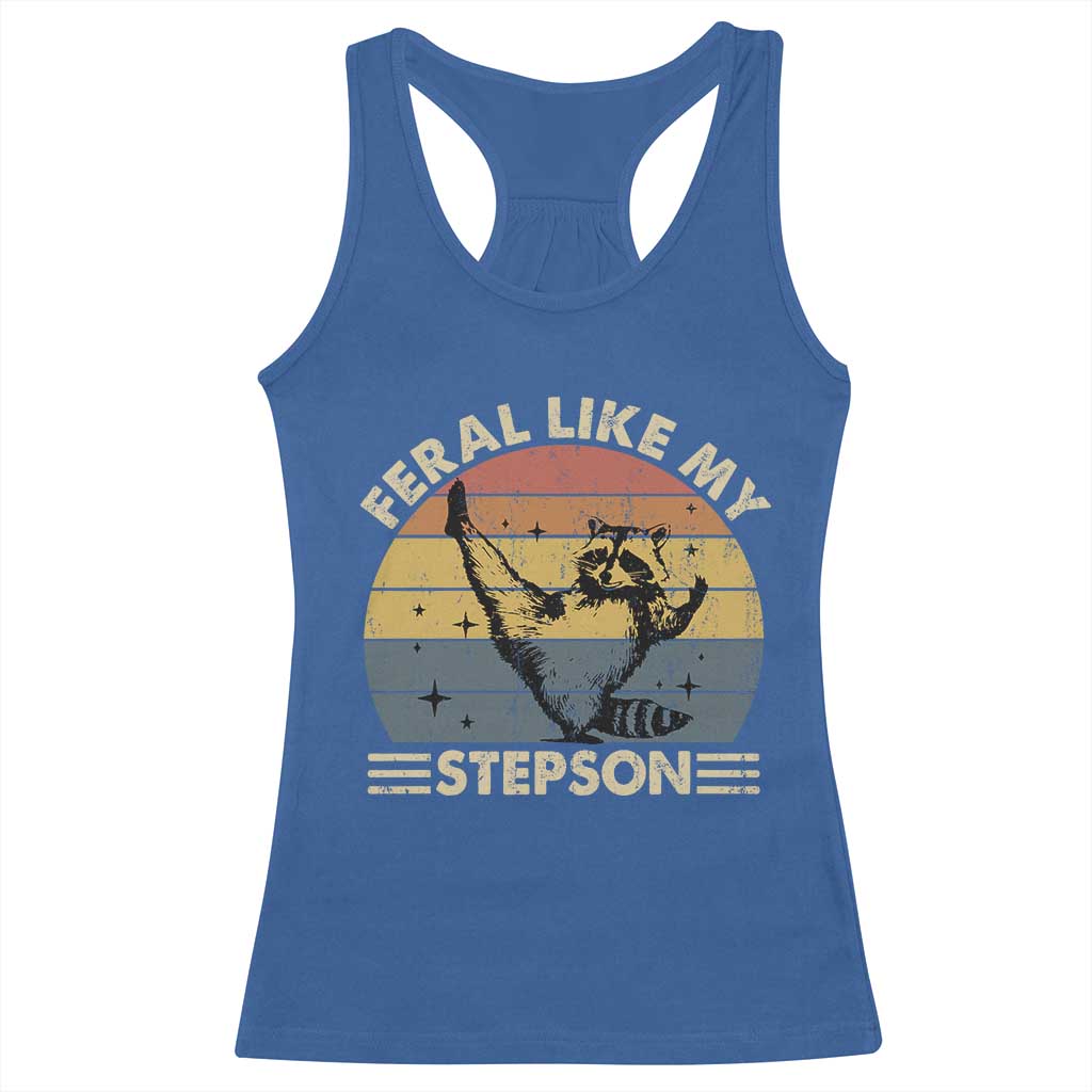 Bonus Dad Racerback Tank Top Retro Feral Raccoon Stepdad Gifts From Bonus Son Stepson