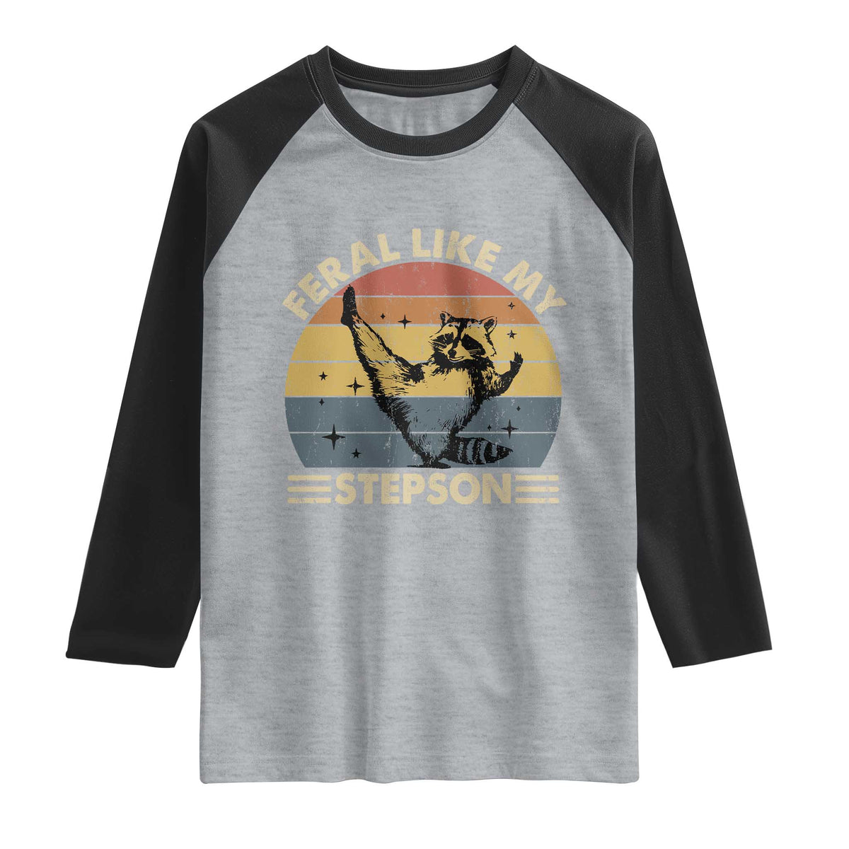 Bonus Dad Raglan Shirt Retro Feral Raccoon Stepdad Gifts From Bonus Son Stepson