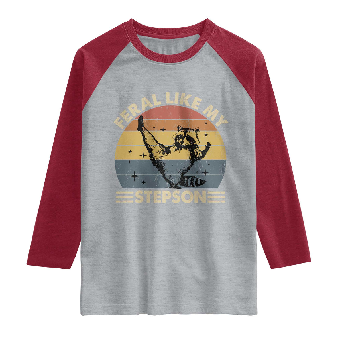 Bonus Dad Raglan Shirt Retro Feral Raccoon Stepdad Gifts From Bonus Son Stepson