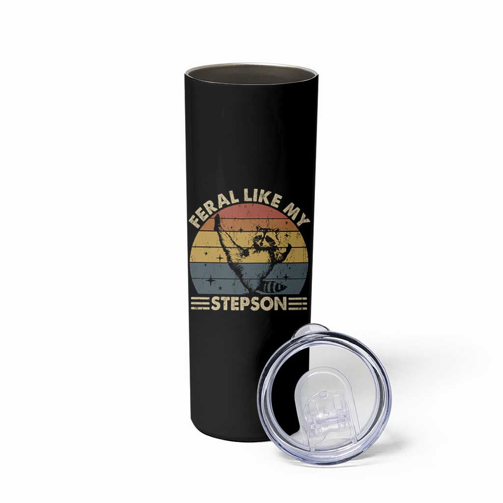 Bonus Dad Skinny Tumbler Retro Feral Raccoon Stepdad Gifts From Bonus Son Stepson