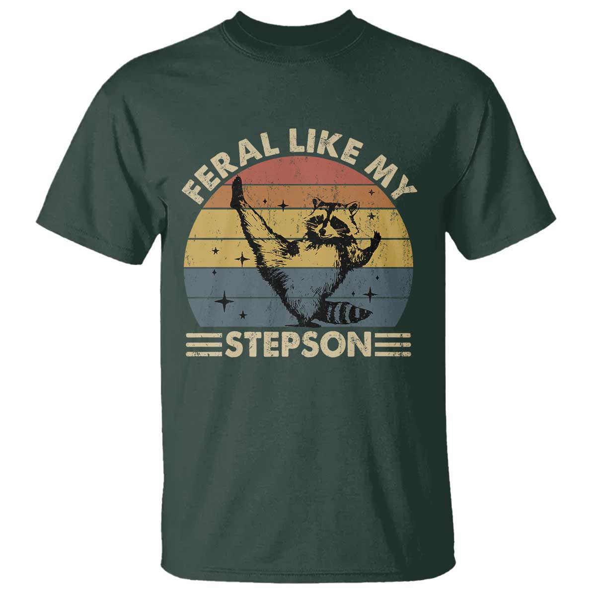 Bonus Dad T Shirt Retro Feral Raccoon Stepdad Gifts From Bonus Son Stepson