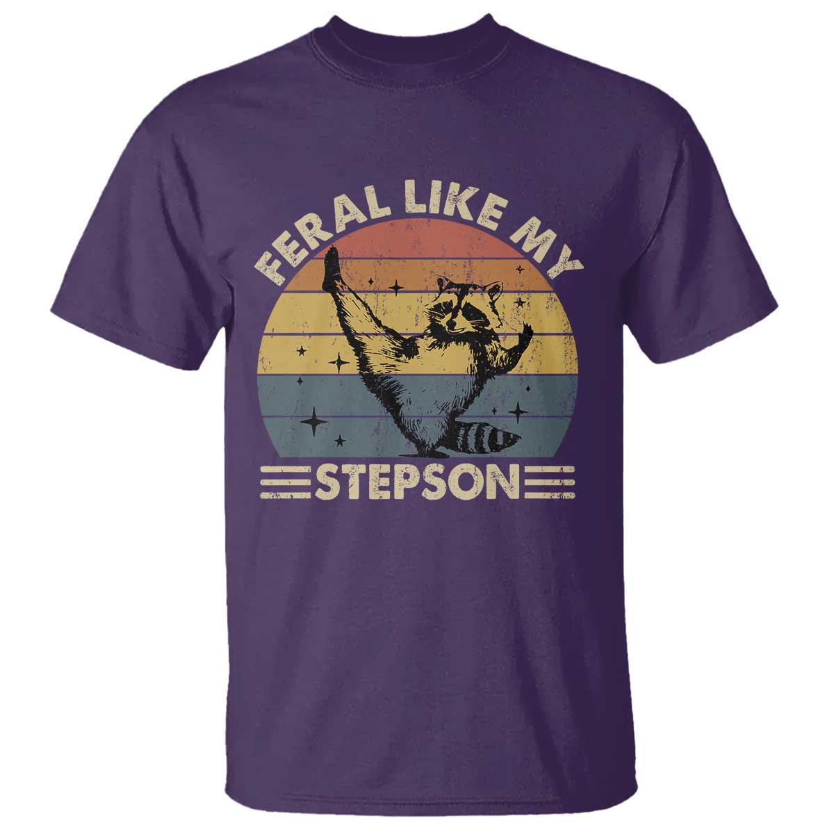 Bonus Dad T Shirt Retro Feral Raccoon Stepdad Gifts From Bonus Son Stepson
