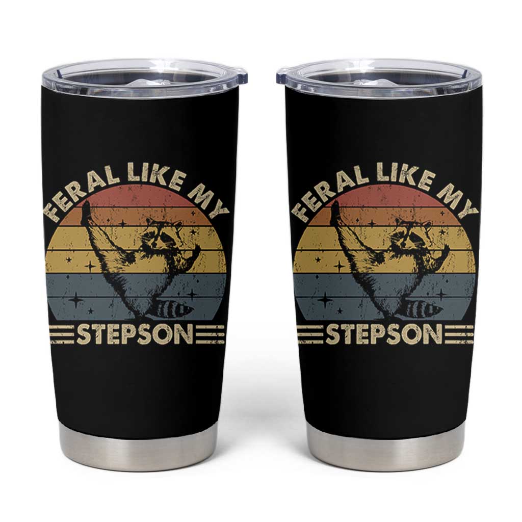 Bonus Dad Tumbler Cup Retro Feral Raccoon Stepdad Gifts From Bonus Son Stepson