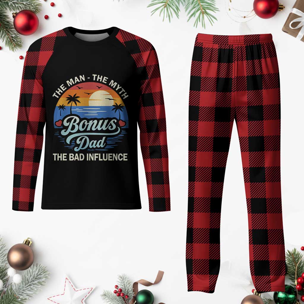 Bonus Dad Plaid Pajama Set The Man Myth Bad Influence Step Dad Fathers Day Gift
