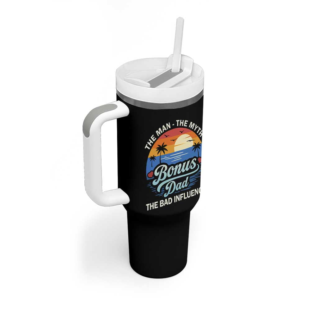 Bonus Dad Tumbler With Handle The Man Myth Bad Influence Step Dad Fathers Day Gift