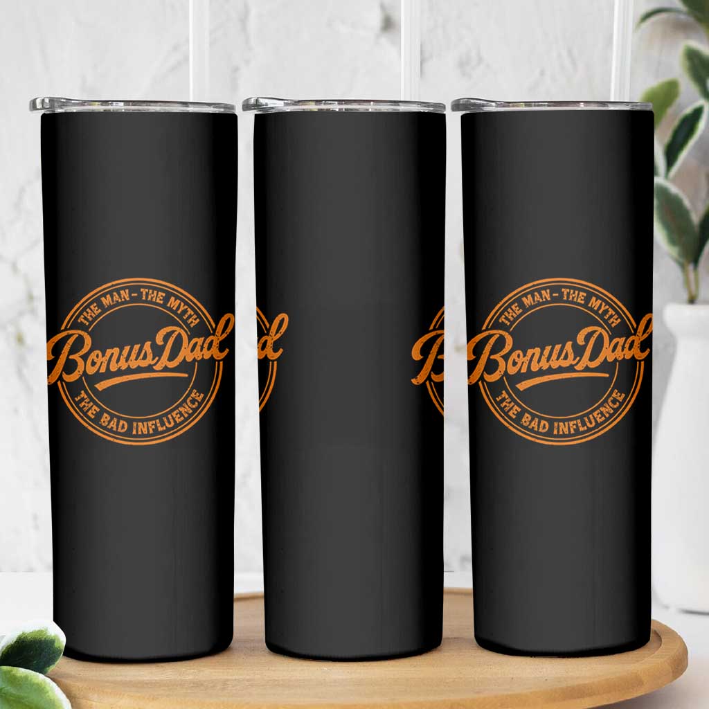 Bonus Dad Skinny Tumbler Vintage The Man Myth Bad Influence Funny Step Dad