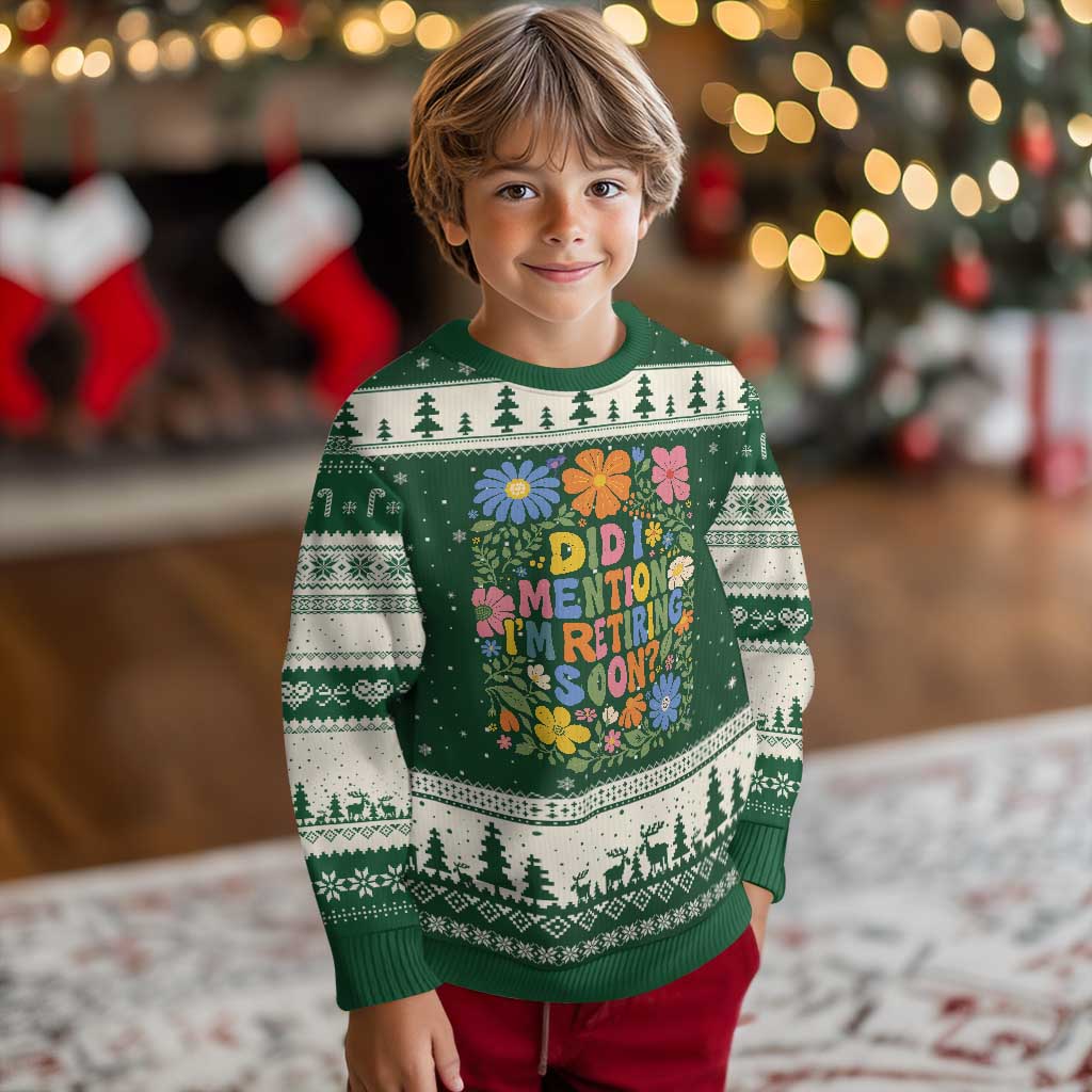 Did I Mention I'm Retiring Soon Ugly Christmas Sweater Funny Retirement Retro Boho Flower
