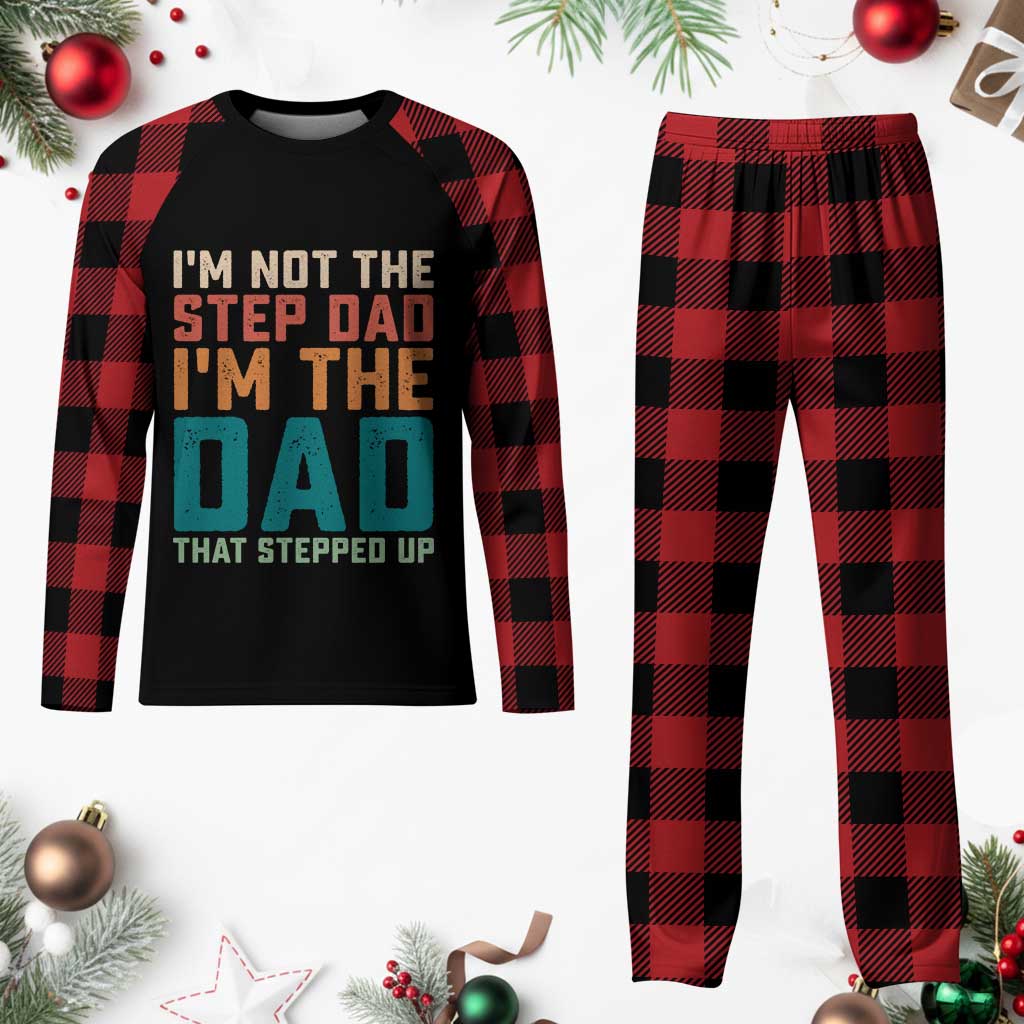 Funny Bonus Dad Plaid Pajama Set Retro Not The Step Dad Im The Dad That Stepped Up